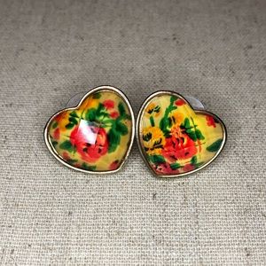 Floral Heart Stud Earrings by Betsy Johnson